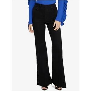Rachel Roy Button Embellished Wide Leg Jeans in Black - 27